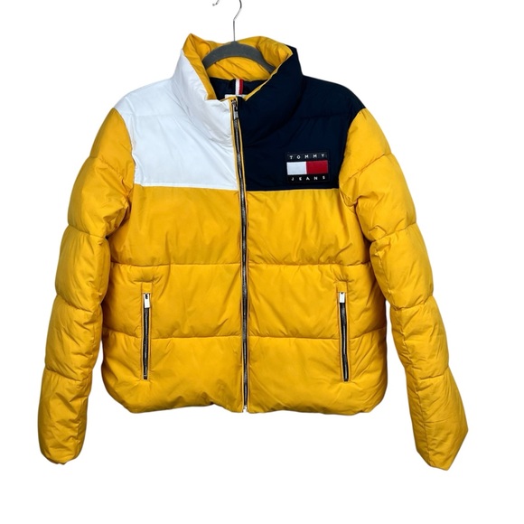 Tommy Jeans Hilfiger Logo Zip-Down Colorblock Puffer Ski Coat Jacket Outerwear - Picture 4 of 14